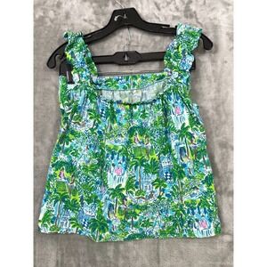 Lilly Pulitzer Damalia Pajama 2pc Set XS  Green Knit Tank Top + Shorts Tropical